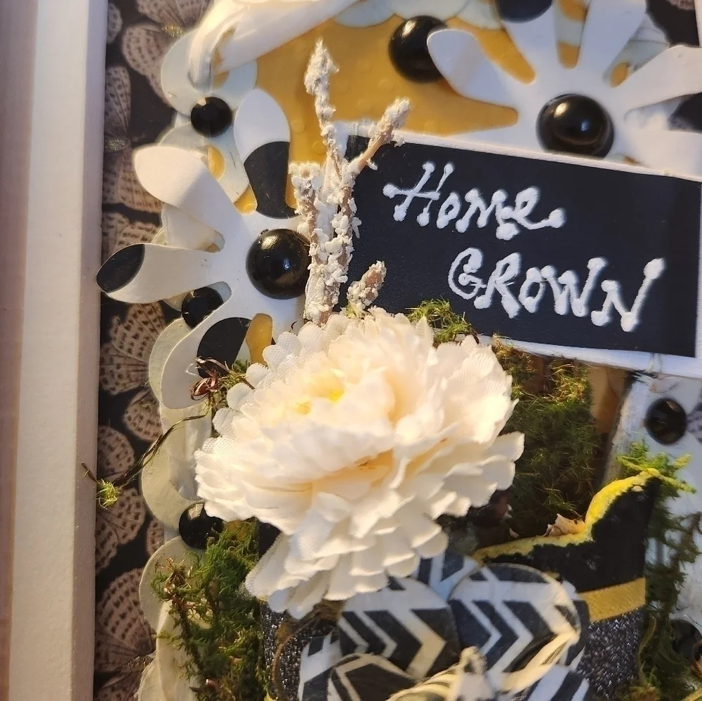 Handcrafted 3D Framed approx (7.5 x 9) GardenFloral Design.Home Decor or gift it